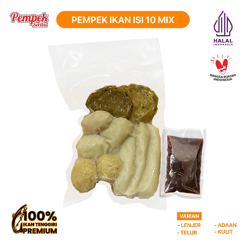 

Pempek Ikan Tenggiri isi 10 Mix