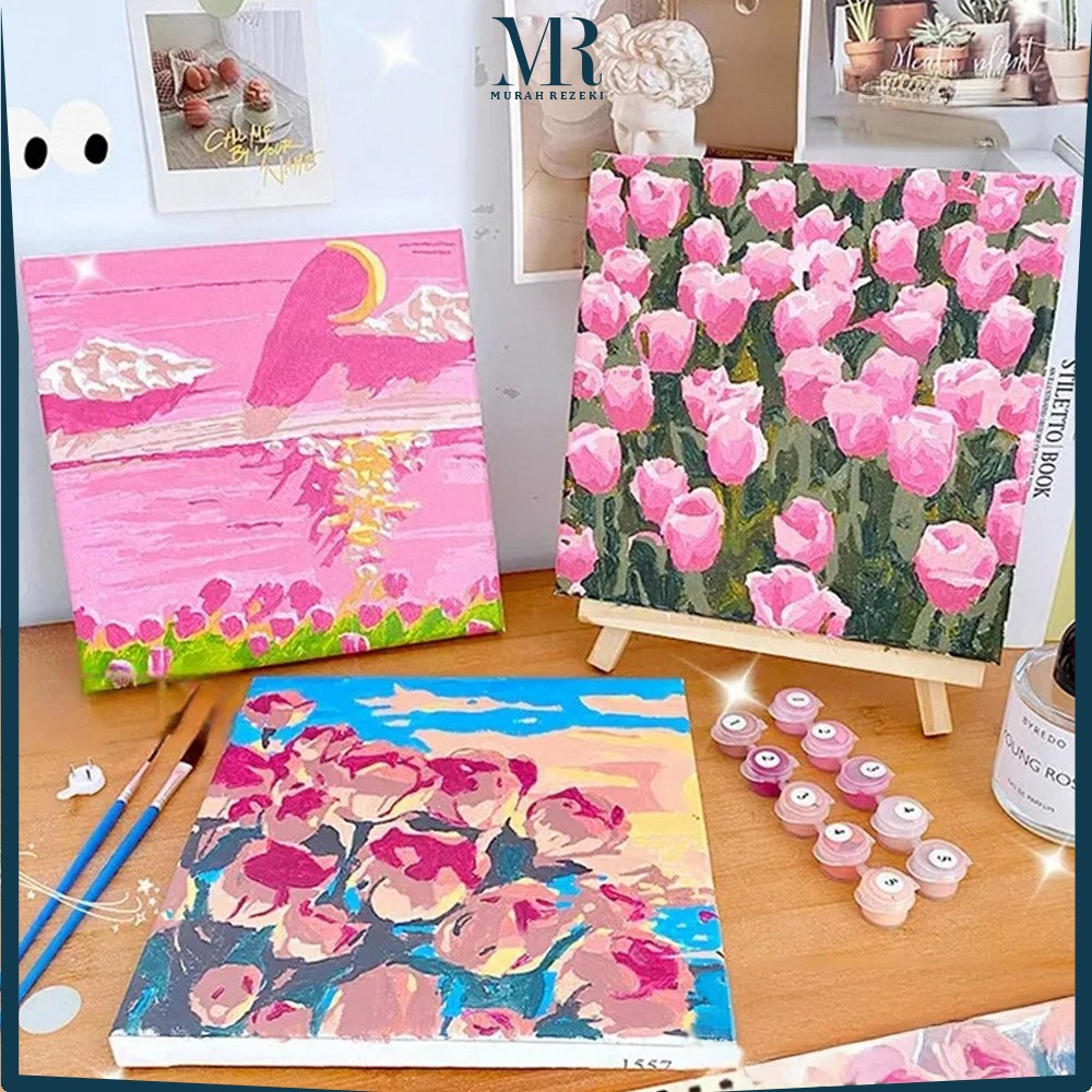 

EC Painting By Number Kit Ukuran 20x20cm DIY Kanvas Siap Lukis Aesthetic / Lukisan Bunga Pemandangan Canvas Digital Painting Acrylic MR A110