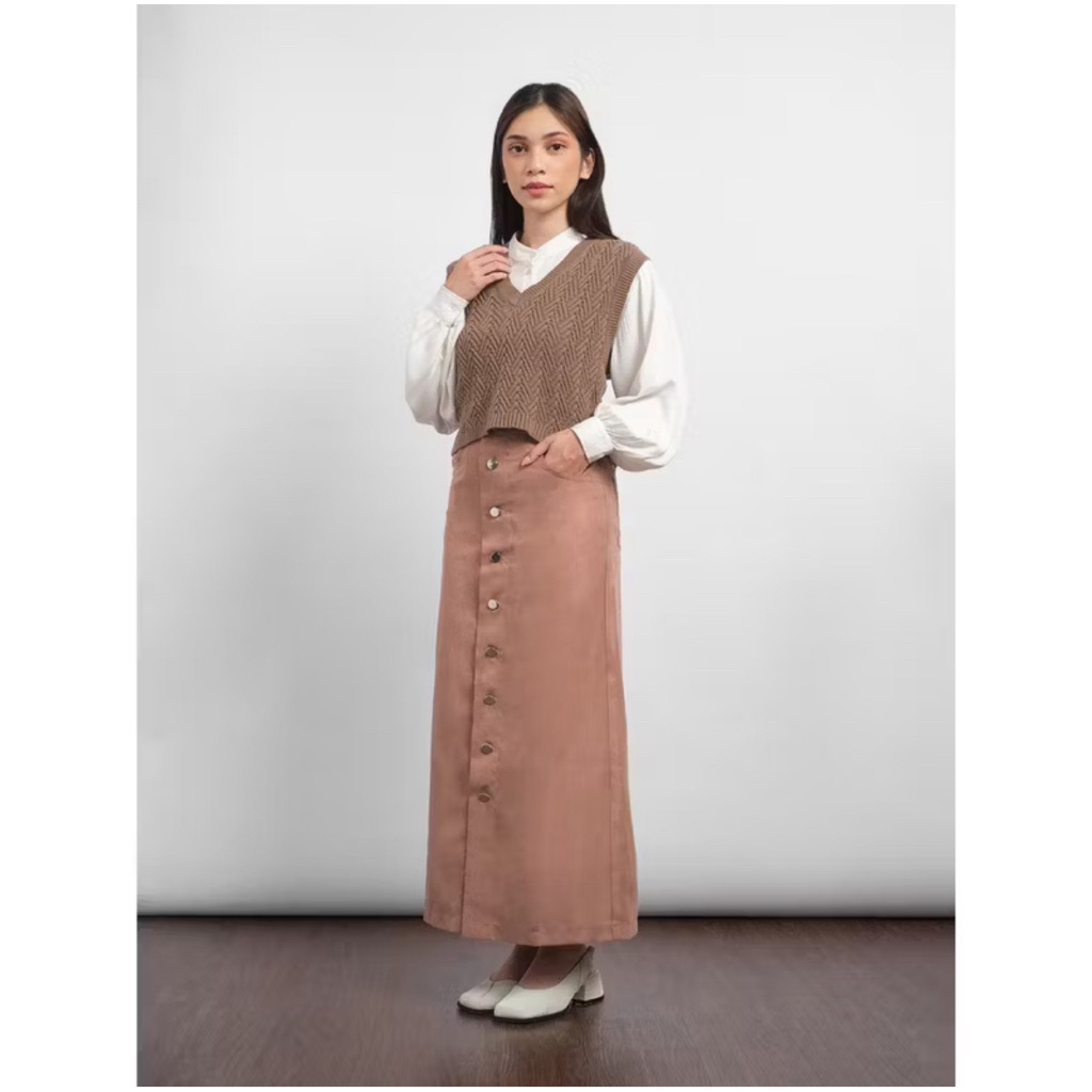 THENBLANK | Corduroy Button Skirt | Dune