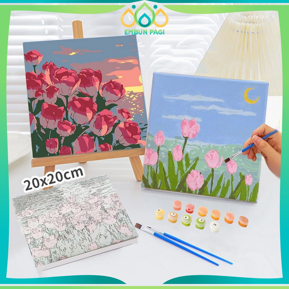 

EC Paint By Number Kit Uk 20x20cm Kanvas Siap Lukis Bunga Pemandangan / Wall Decoration Diy Digital Painting Canvas / Lukisan Canvas Acrylic Aesthetic Embun Pagi A110