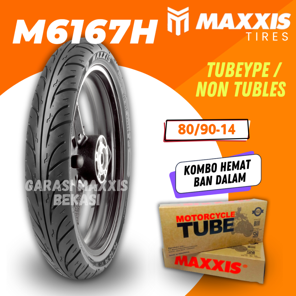 [READY COD] BAN MAXXIS NON TUBLES M6167H / M 6167 H BAN MAXXIS TUBETYPE ( 80/90-14 ) BAN MOTOR MATIC