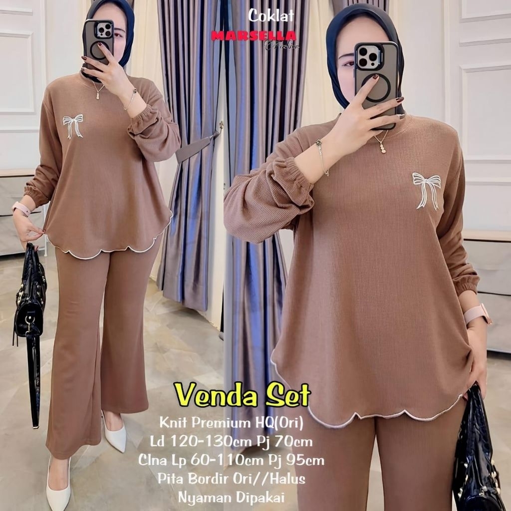 Setelan Wanita Knit Premium Ld 120-130 Jumbo • Set Wanita Kaos • Venda Set by Marsella