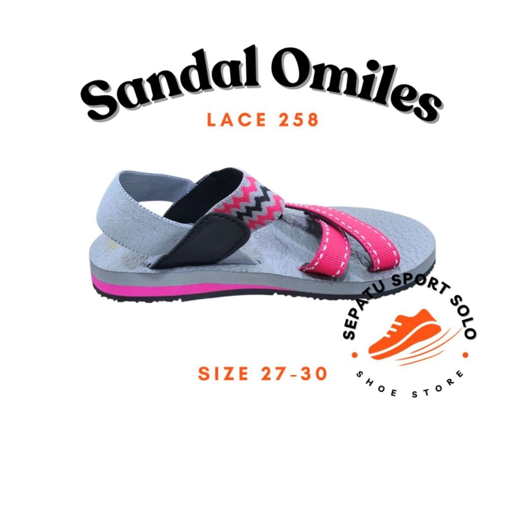 Sandal Omiles Alexa Kids Purple Fushia, Black Red, Grey Fushia 27,28,29,30 Omiles 258