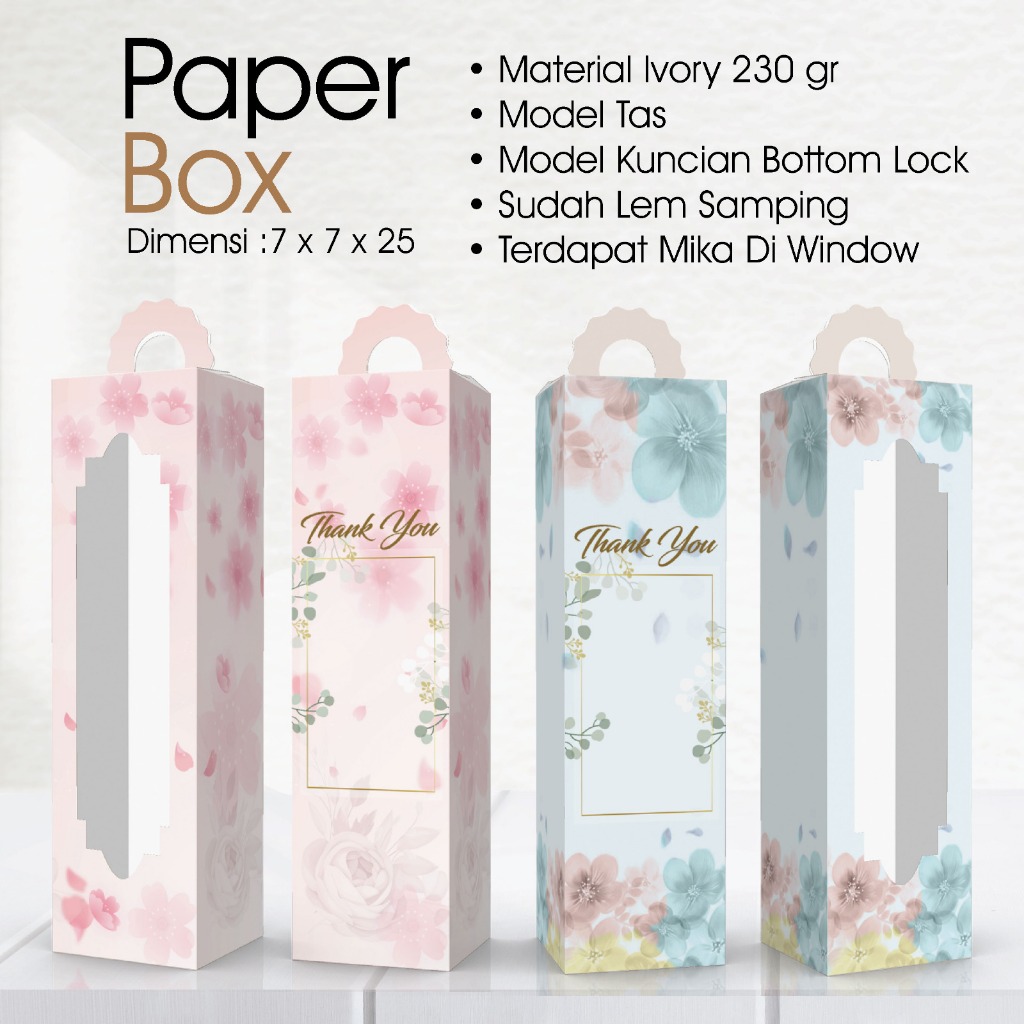 

Kotak Kemasan Souvenir Berbahan Kertas Uk. 7 x 7 x 25 cm