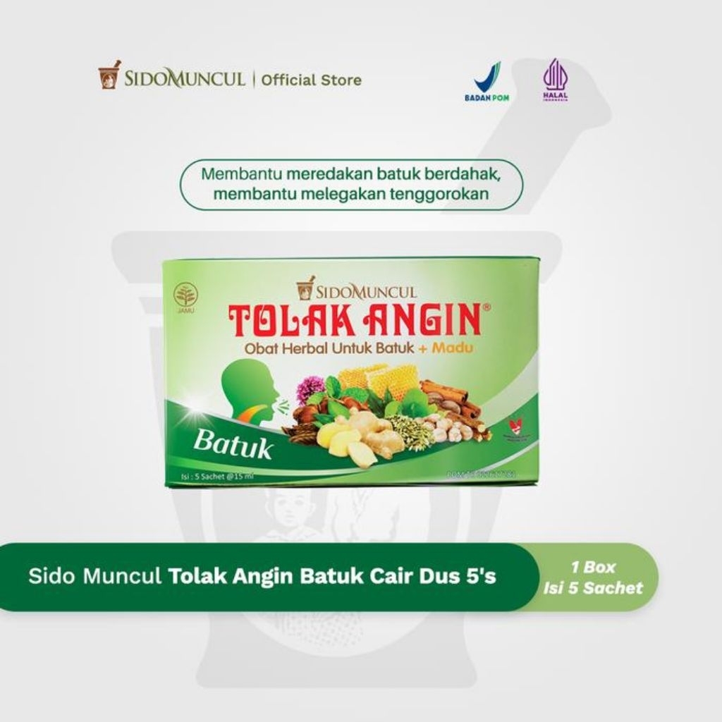 

Tolak angin batuk sidomuncul isi 5sachet