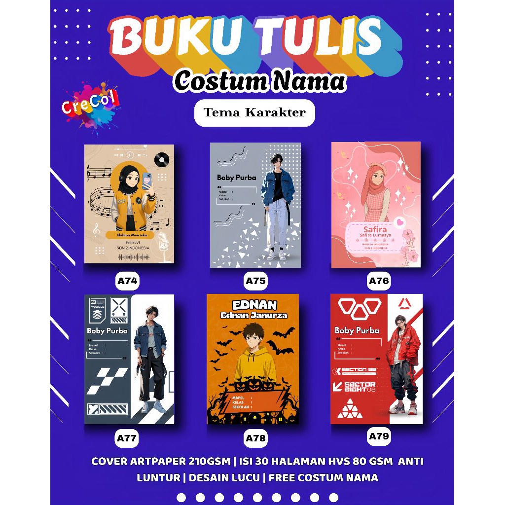

Buku Costum Nama,Buku Catatan,Buku Catatan ,Buku Tulis Sekolah - Free Costum Nama