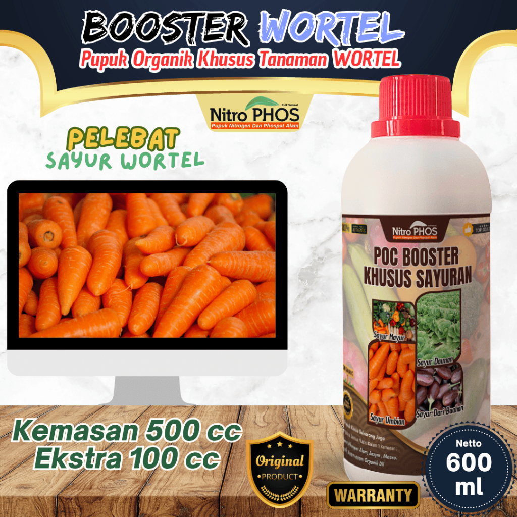 Jual Pupuk Organik  WORTEL 1 Liter, Poc | Booster WORTEL Pelebat Buah Maksimal | Menambah Besar Buah