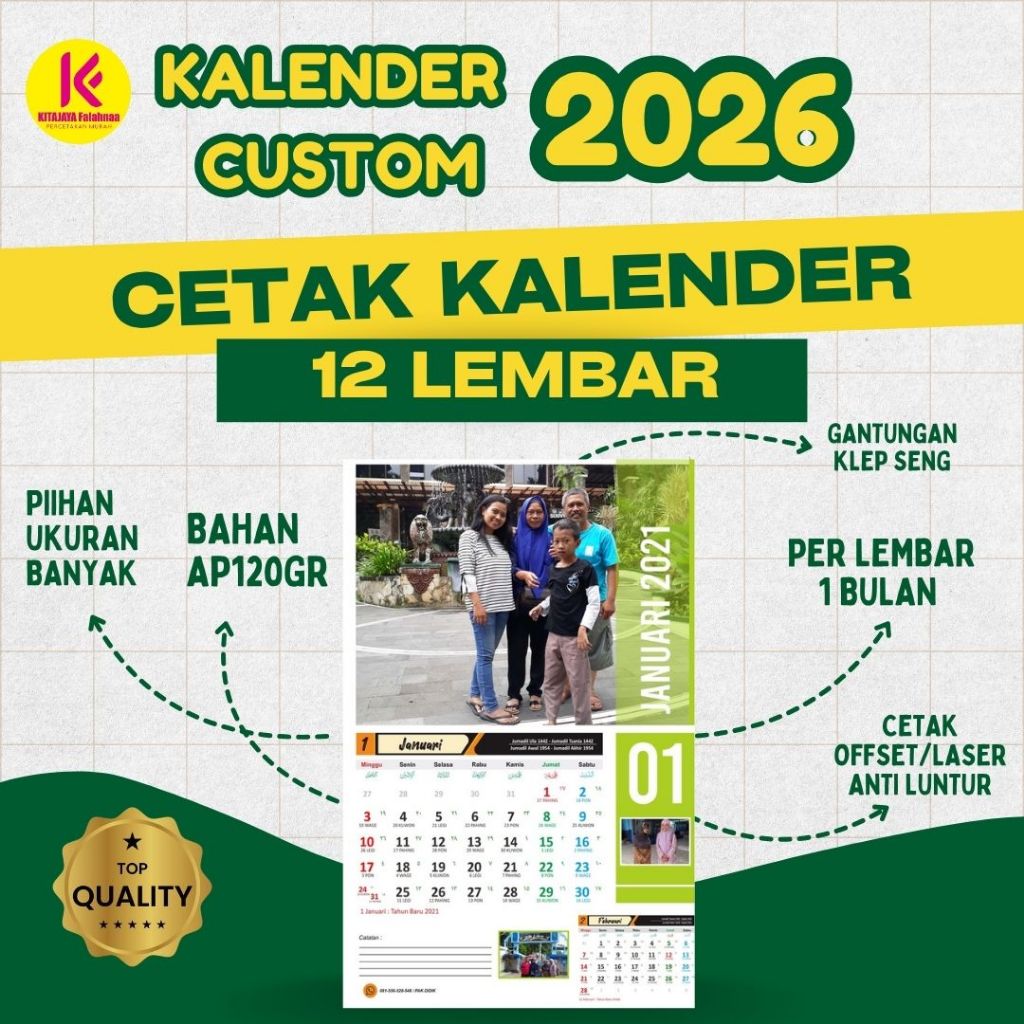 

Kalender 2026 Custom 12 Lembar