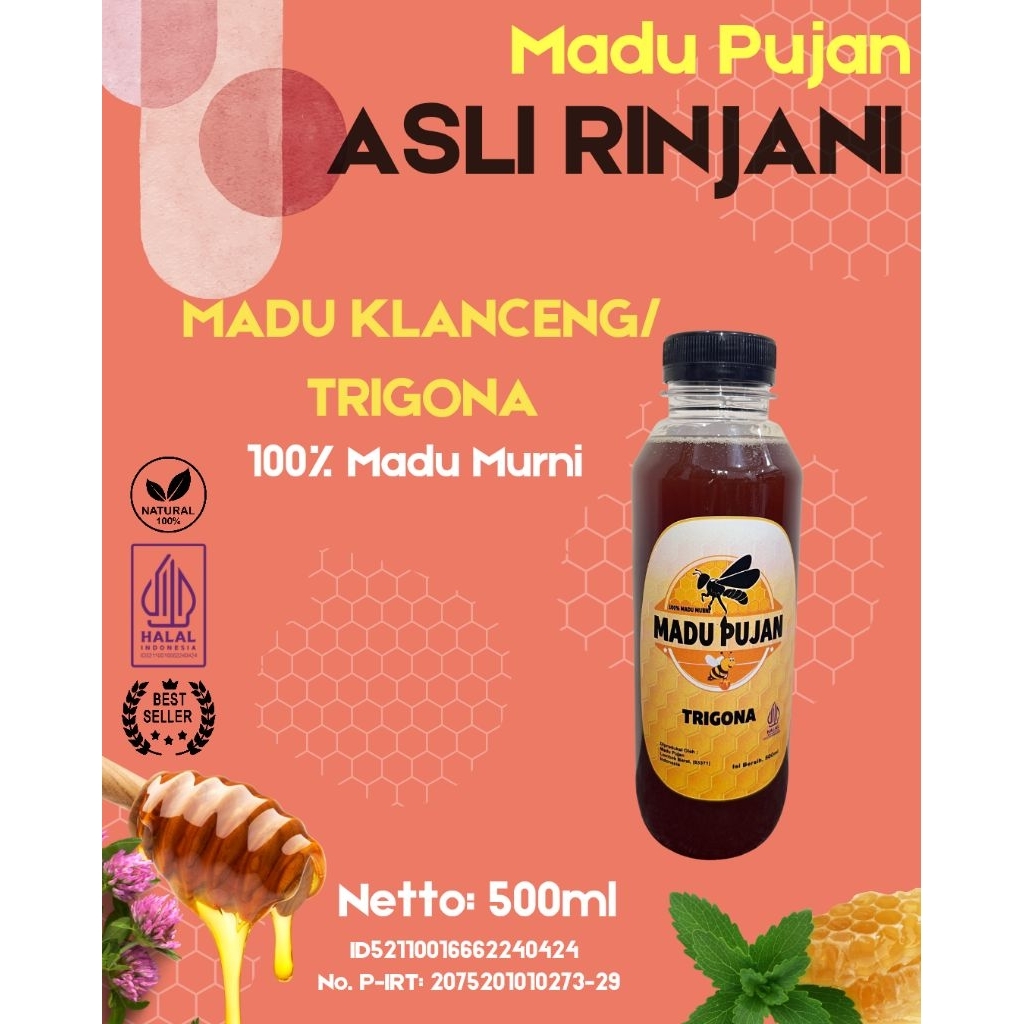 

[MADU PUJAN asli RINJANI] Madu Klanceng/Trigona 500ml Madu Murni 100%