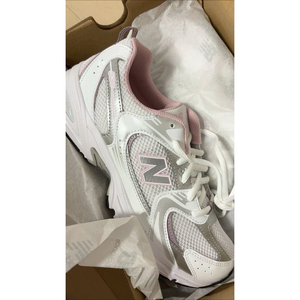 new balance 530 white pink silver