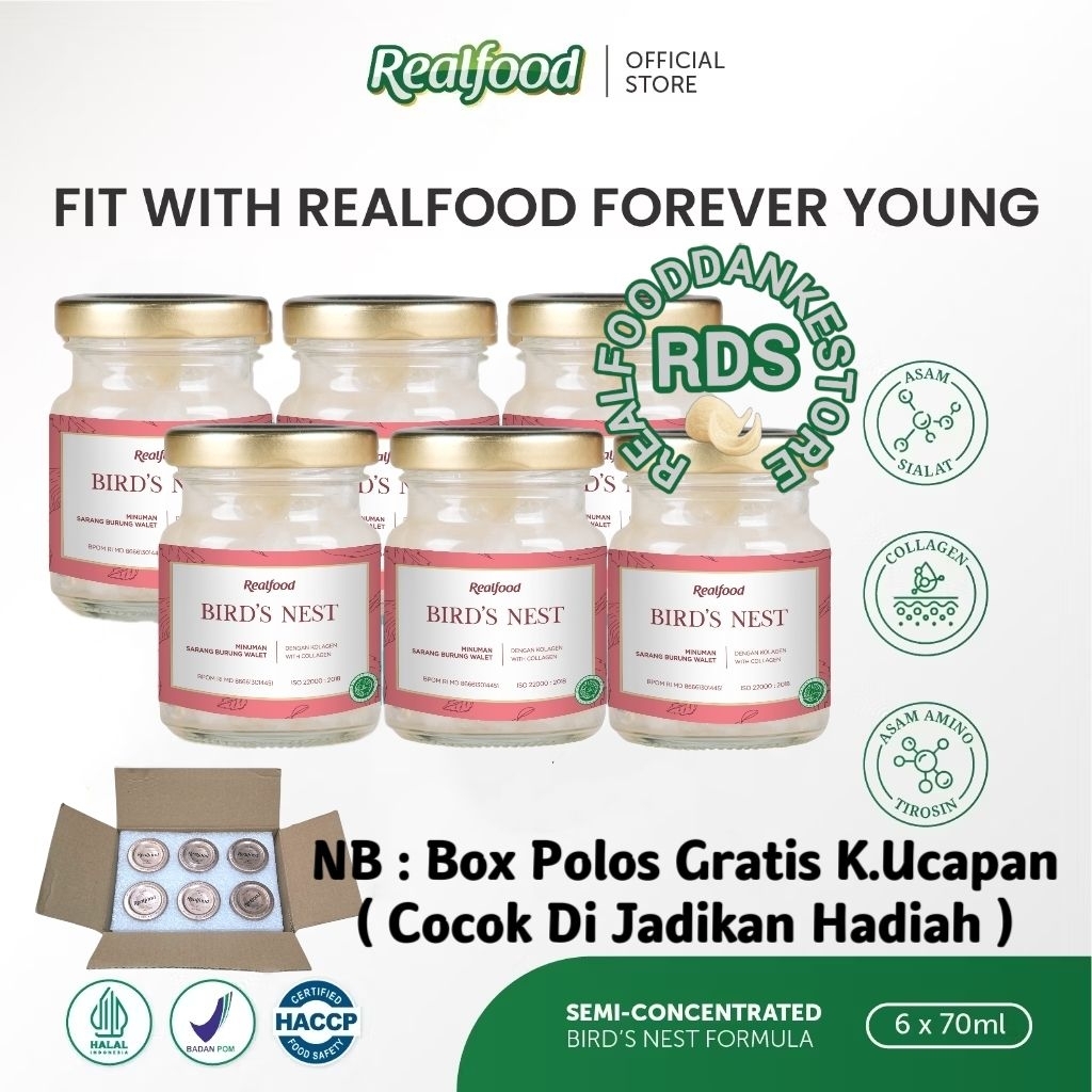 

Realfood Forever Young Kolagen 6 Botol Box Polos ( Minuman Sarang Burung Walet ) RDS