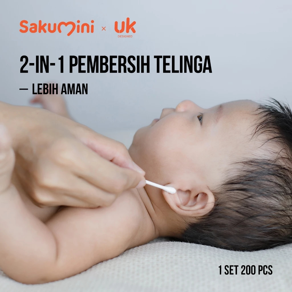 SAKUMINI COTTON BUD 2IN1 PEMBERSIH TELINGA 2 SISI KOREK KUPING SPIRAL/  BULAT AND EAR SPOON HEAD / A