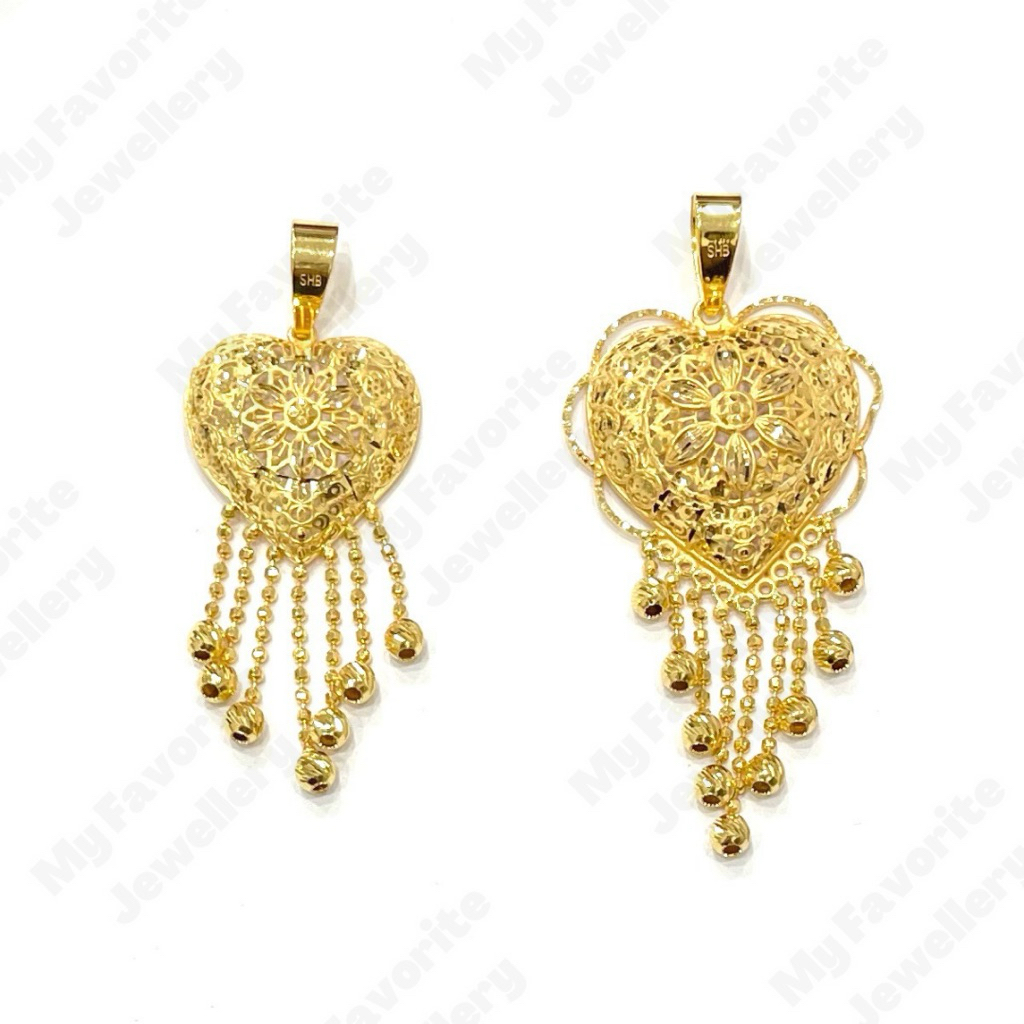 Liontin Hati Kerawang Rumbai Emas Asli Kadar 700 Model Love