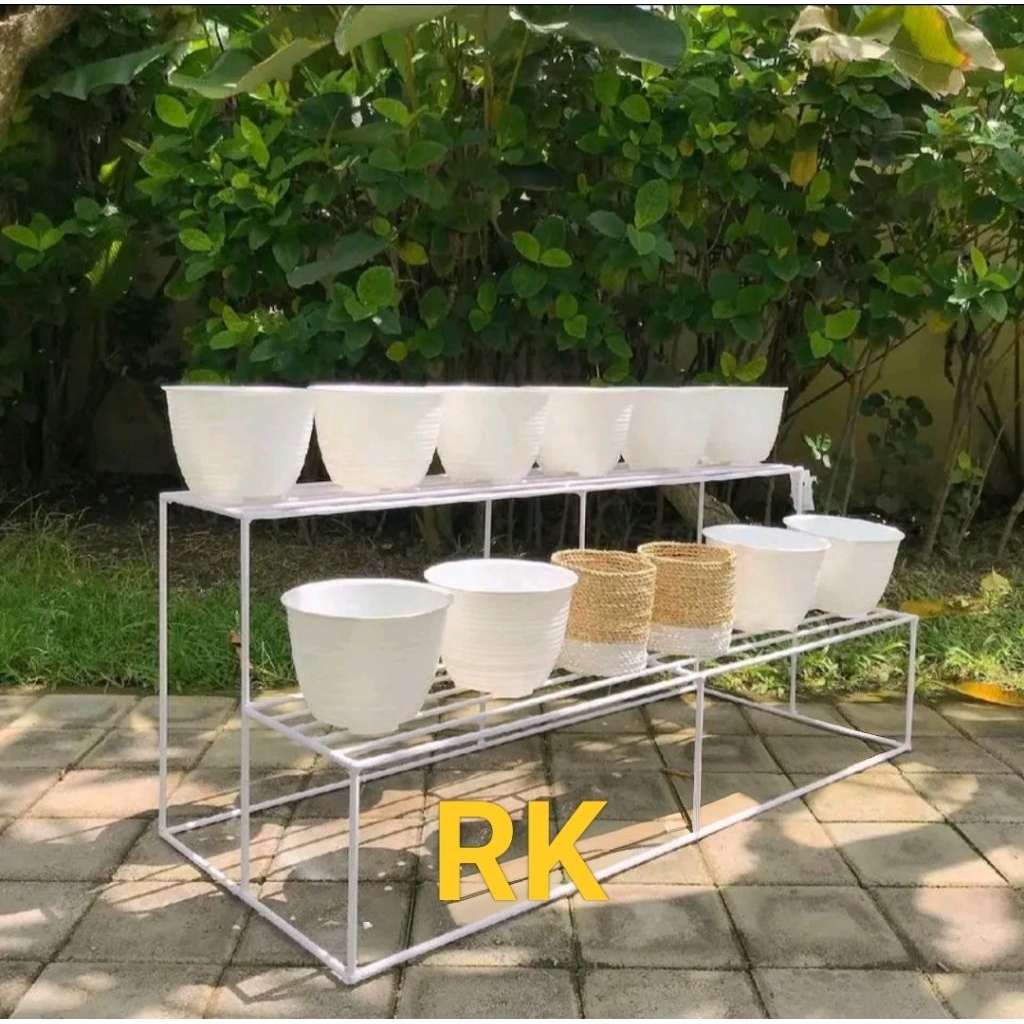 Rak bunga besi susun 2 / Rak serbaguna / rak bunga minimalis / standing pot susun 2