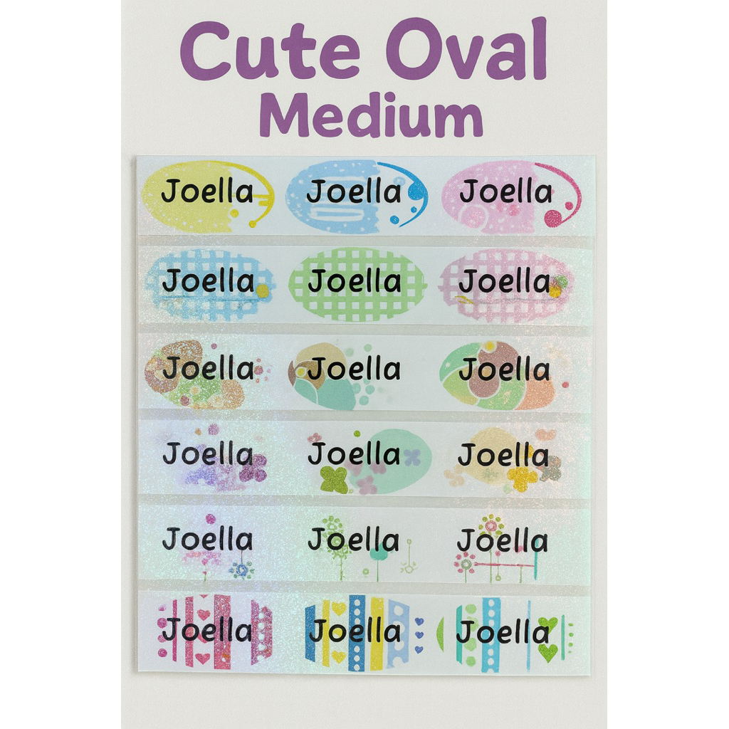

label nama Cute oval glitter waterproof anti air
