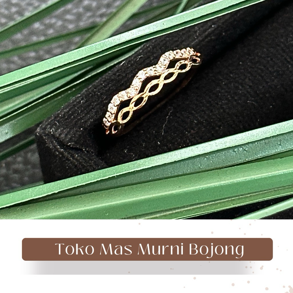 cincin emas model gelombang 6K toko mas murni