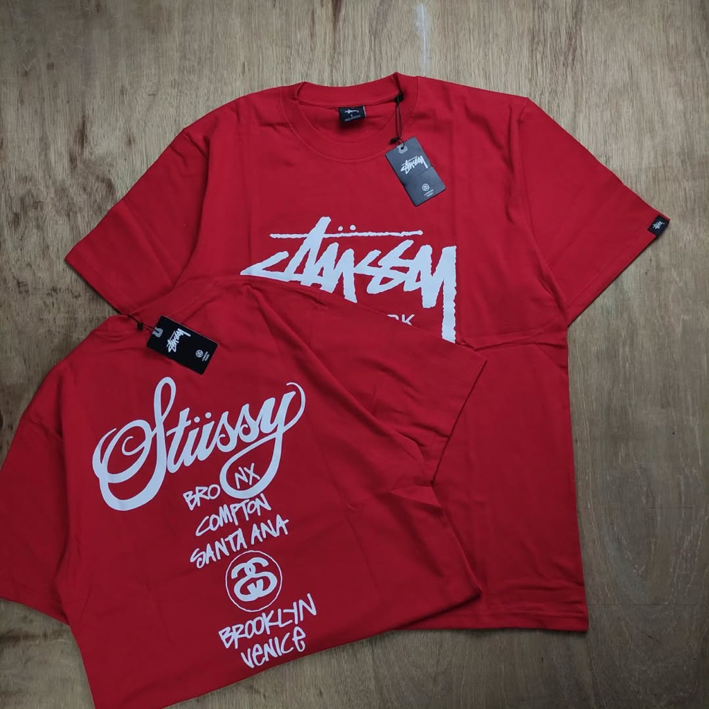 Kaos T-shirt oversize stussy world tour london tees bestseller