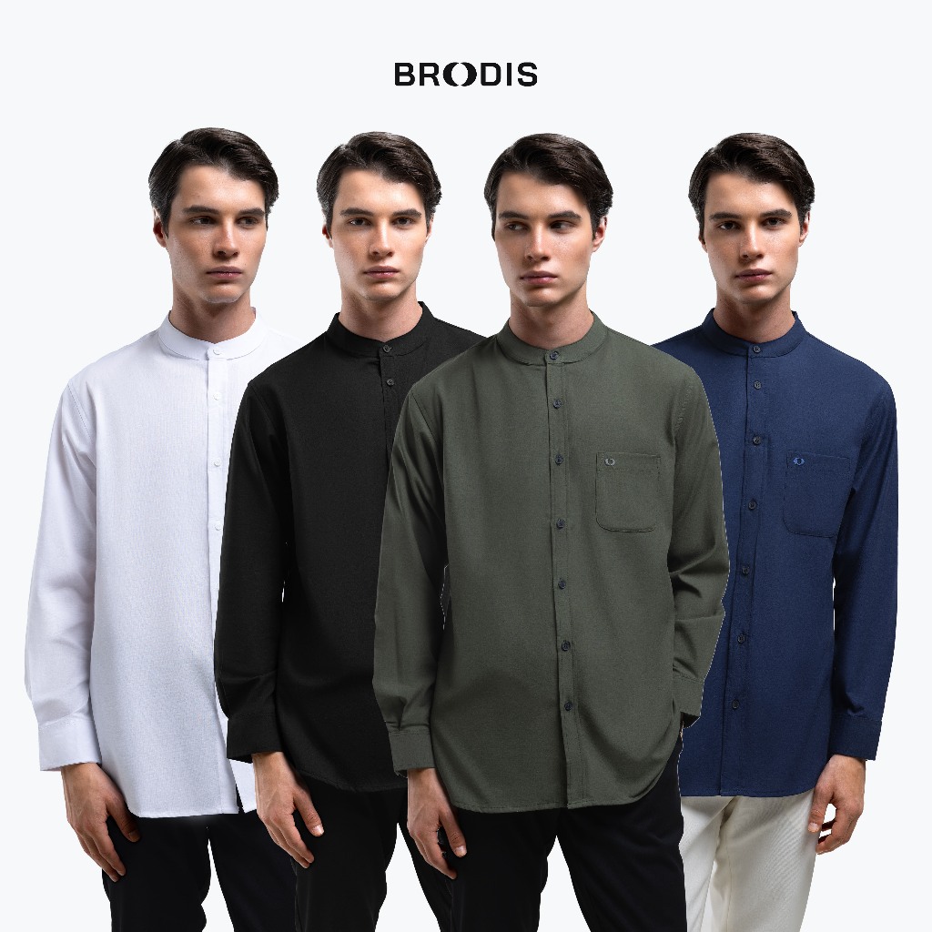 Broodis Kemeja Koko COZY Series Pria Cotton Oxford Kerah Shanghai Lengan Panjang