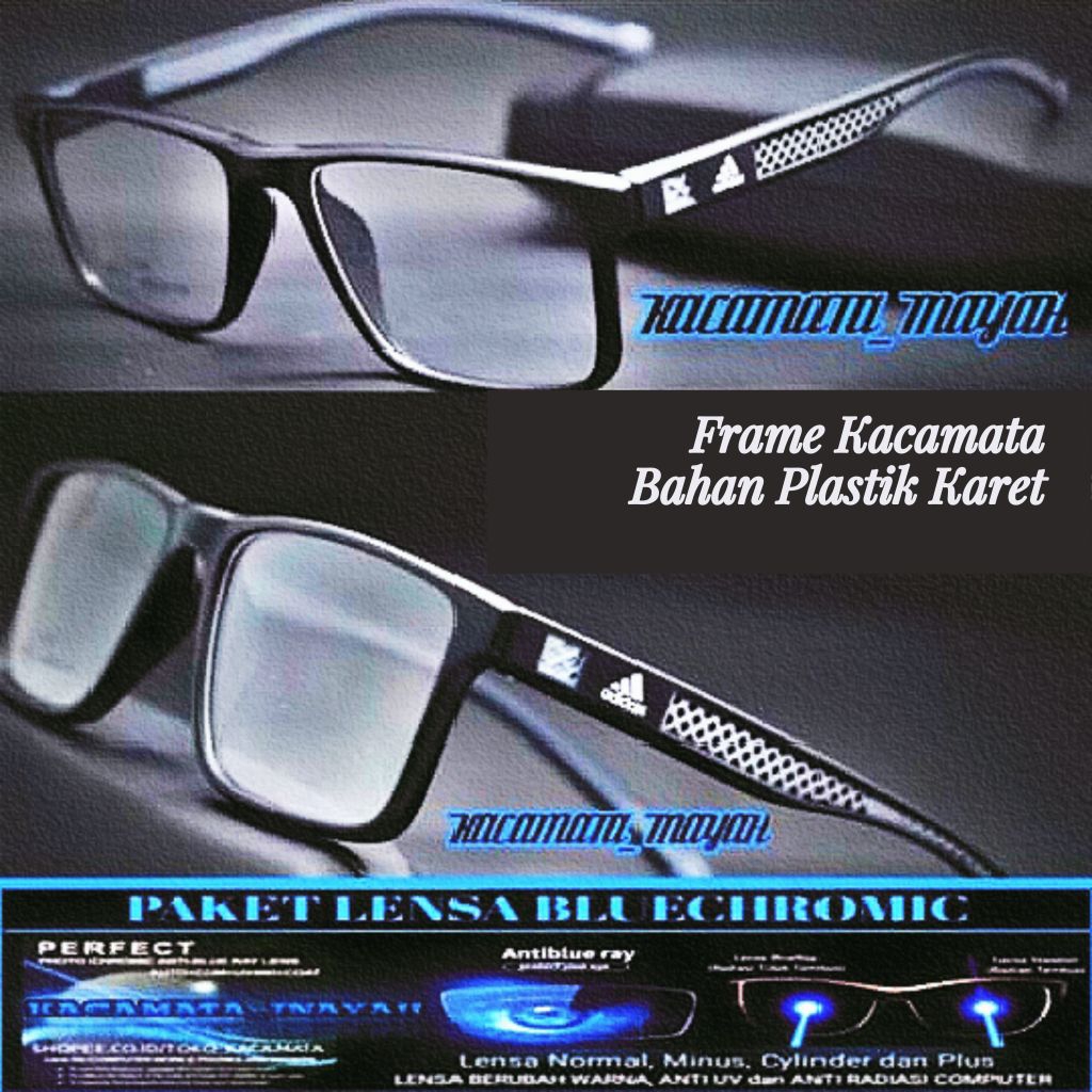 Frame Kacamata Sport Pria Gaya Adidas Lensa Progresif Photocromic Blueray Bluecromic Anti Radiasi,Ka
