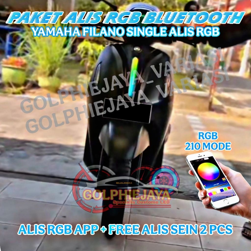 Paket lampu alis running rgb yamaha filano free alis sein kiri, kanan alis rgb koneksi bluetooth