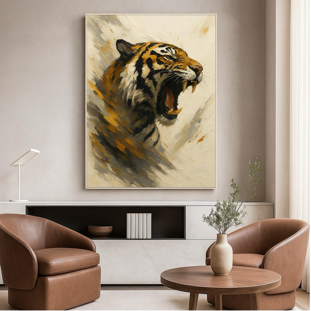 XY print kanvas lukisan harimau ANT-006