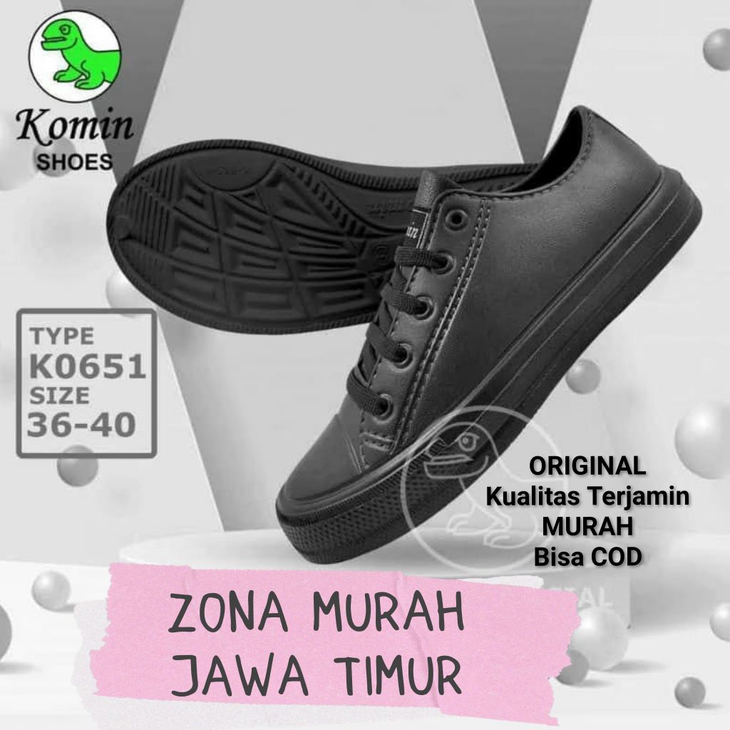 ZONA SEPATU SEKOLAH ANTI AIR KOMIN HITAM K065- 1  SIZE 36-40