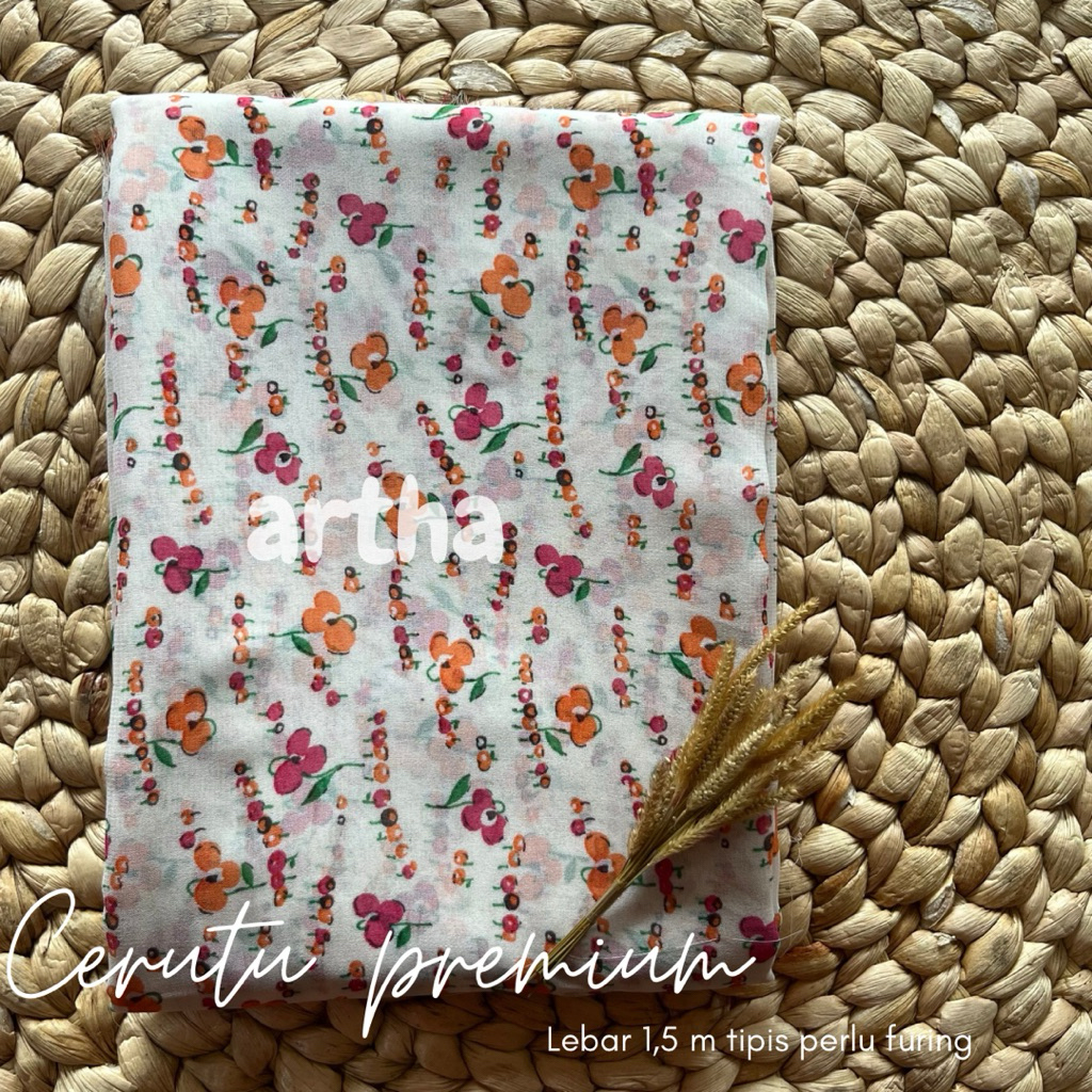 kain ceruty premium motif bunga bahan gamis ceruty
