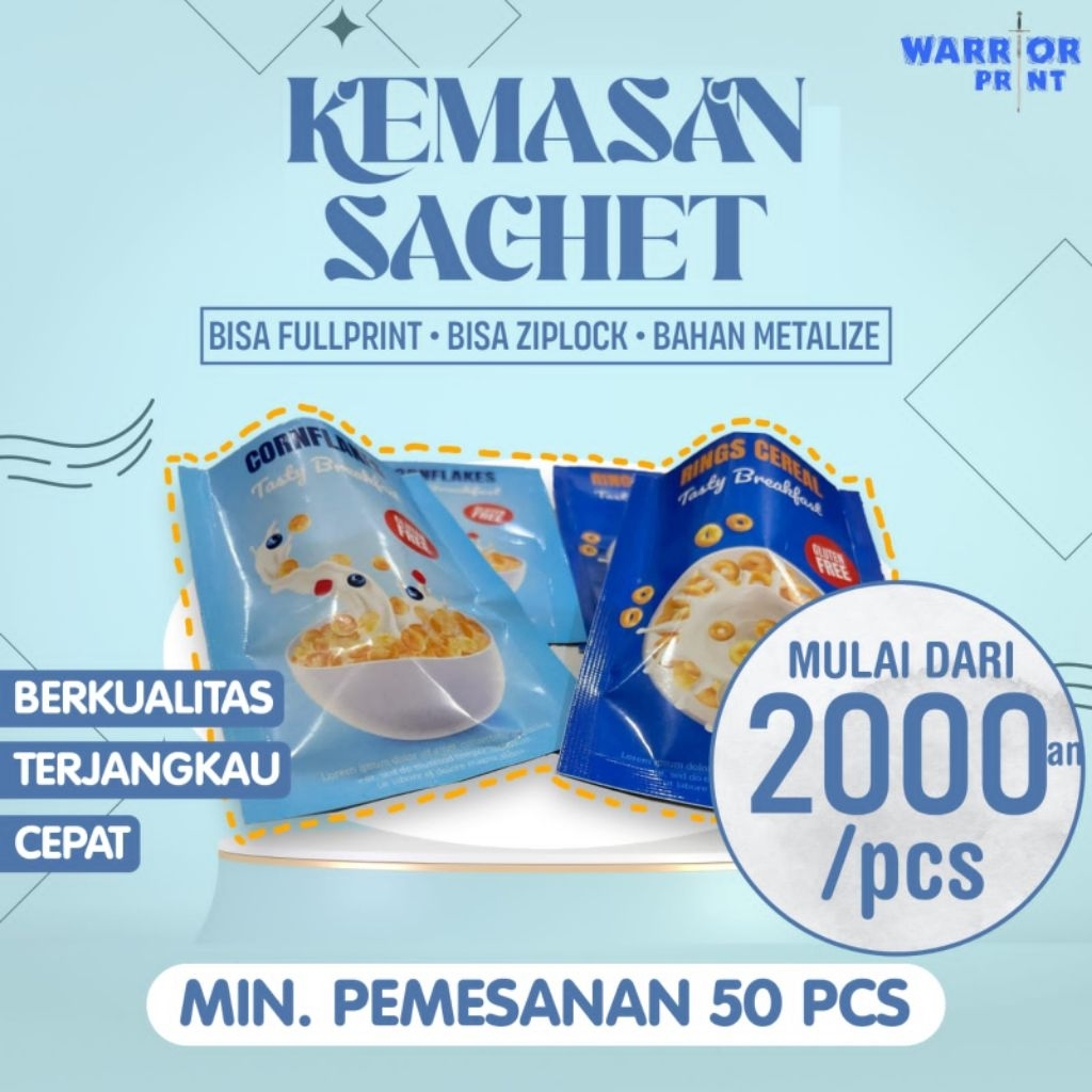 

CETAK KEMASAN SACHET CUSTOM MAKANAN RINGAN/ KOPI/SKINCARE (MINIMAL 50 PCS)