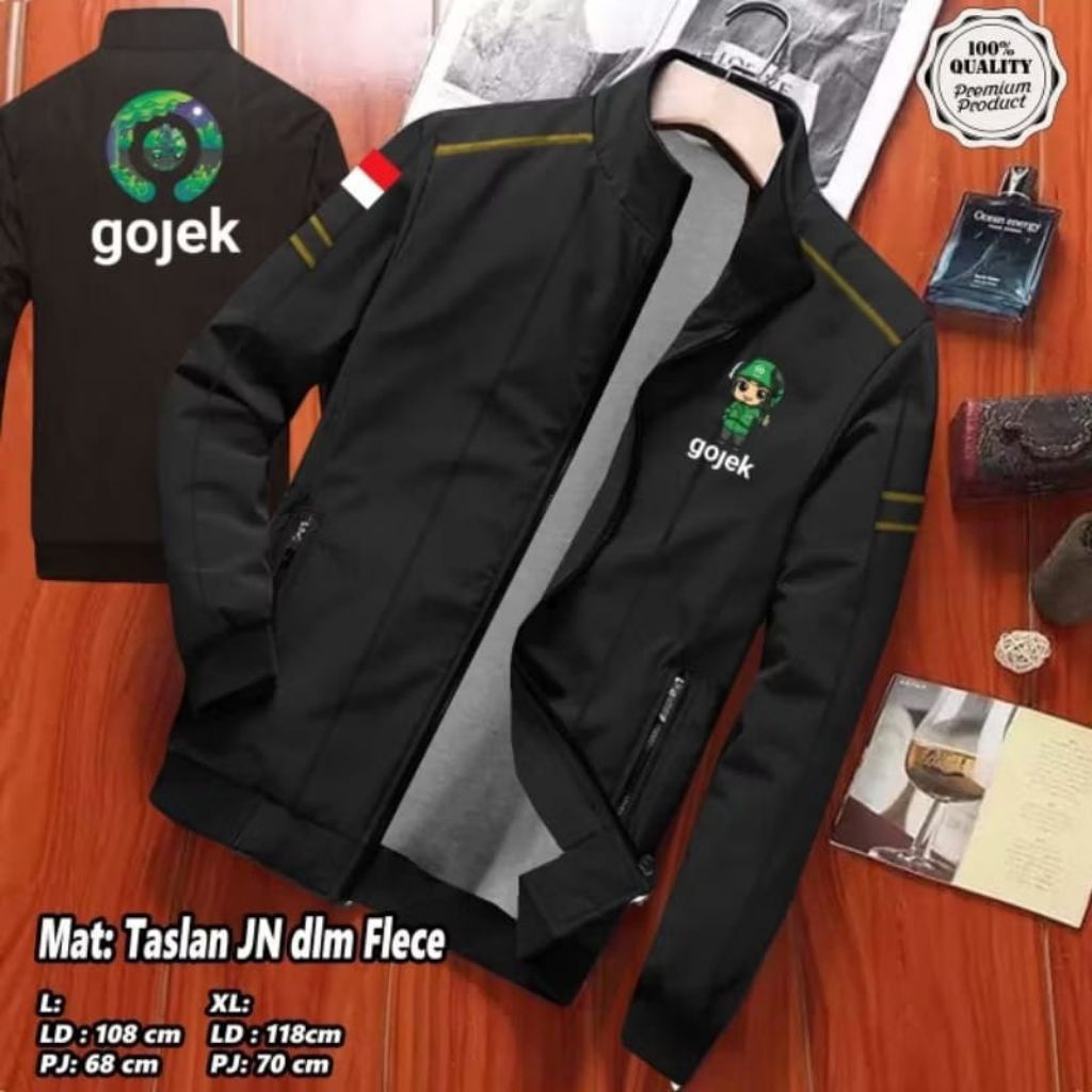Toko OWL OUTFIT Jaket gojekk animasi model terbaru pria wanita waterproof bahan TASLAN DALAM FLECE B