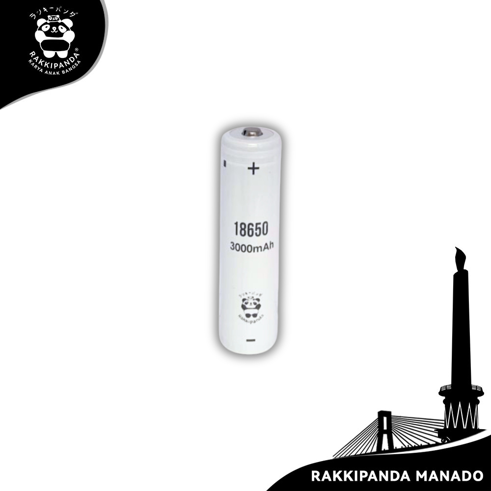 Rakkipanda Baterai Cas 18650 Button Top 3000mAh