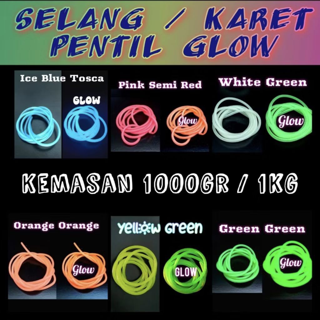 1kg Selang Fosfor Luminous Tube Karet Pentil Sabiki Glow In The Dark Sabiki Kotrekan Selang Fosfor