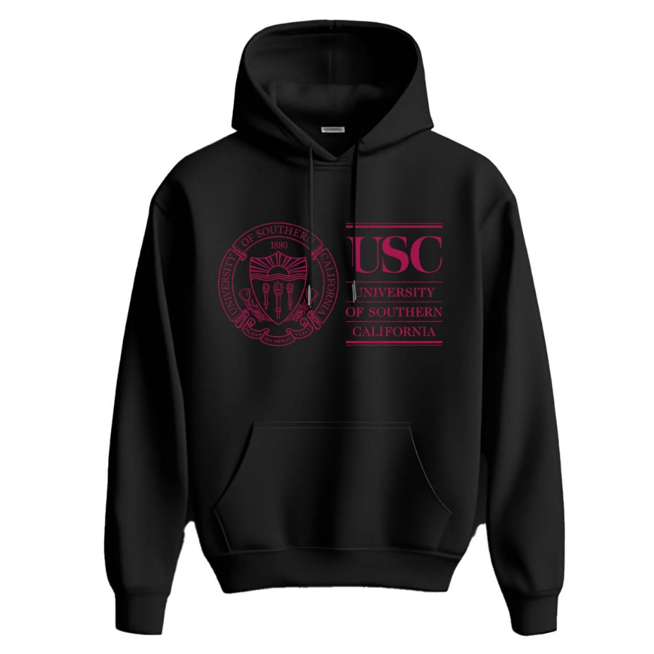 Hoodie USC University of Southern California Premium Fleece Sweater Jacket Clothing Black Hitam