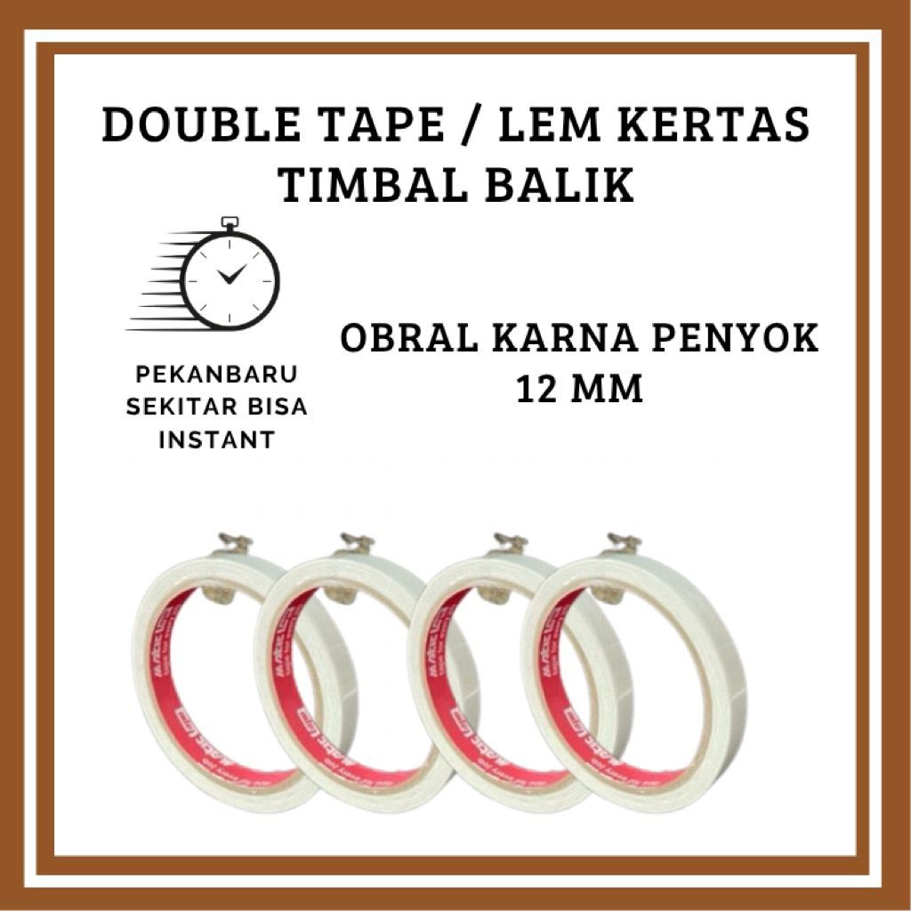 

Obralll Double Tape Karna Kemasan Luar Peyok / Lem kertas timbal balik / Obrall Murah Ukuran 12 MM / Double Tape Termurah