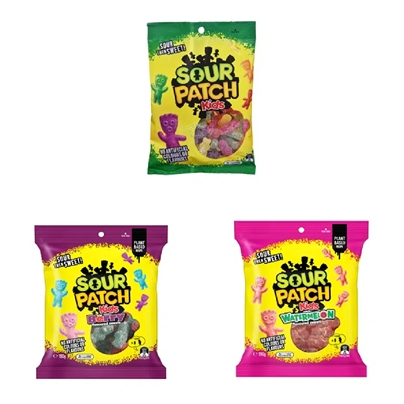 

The Natural Confectionery Co. Sour Patch (Sweets Kids 220g, Sweets Kids Berry 190g, Sweets Kids Watermelon 190g)