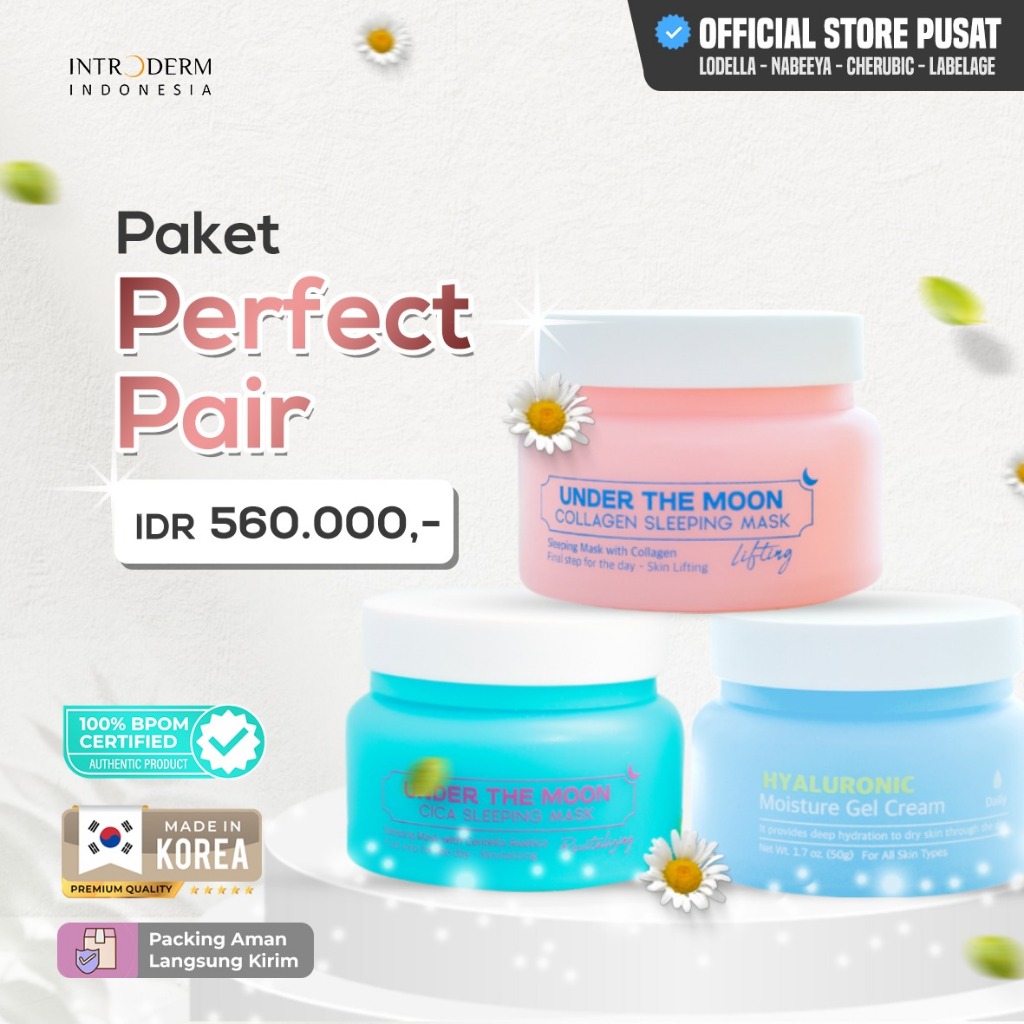 Introderm Indonesia |PROMO 12.12 | PAKET PERFECT PAIR Nabeeya Series Moisturizer HA,Cica dan Collage