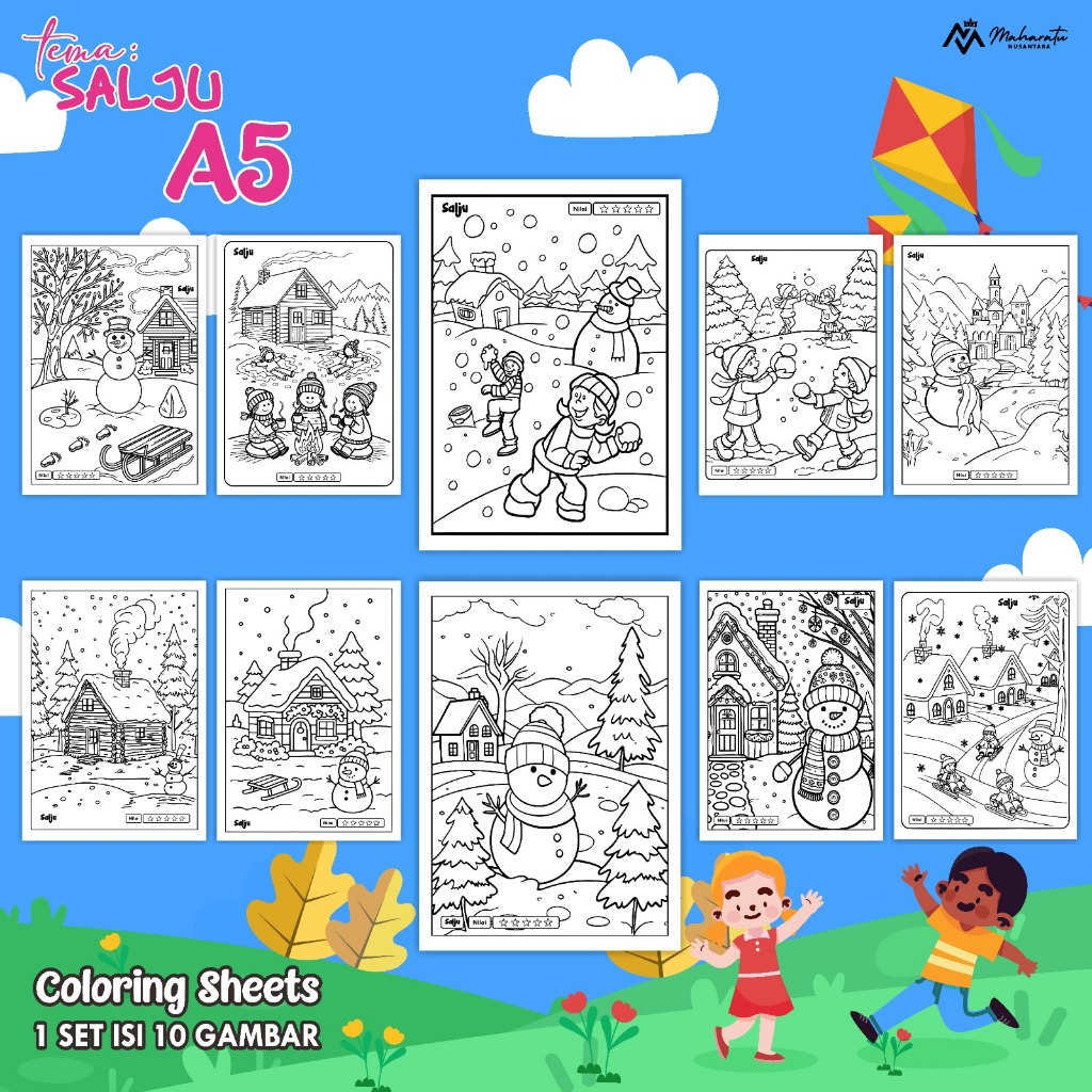 

KERTAS MEWARNAI EDUKASI ANAK TEMA SALJU READY STOCK - COLORING SHEET ISI 10 LEMBAR UKURAN A5