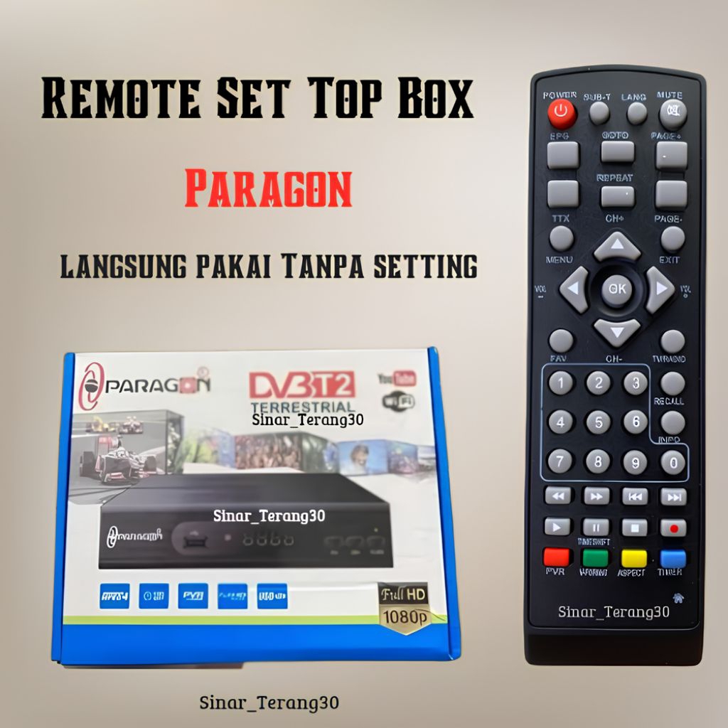 Remot Stb Remote Set Top Box Paragon DVB T2 Langsung Pakai Tanpa Setting