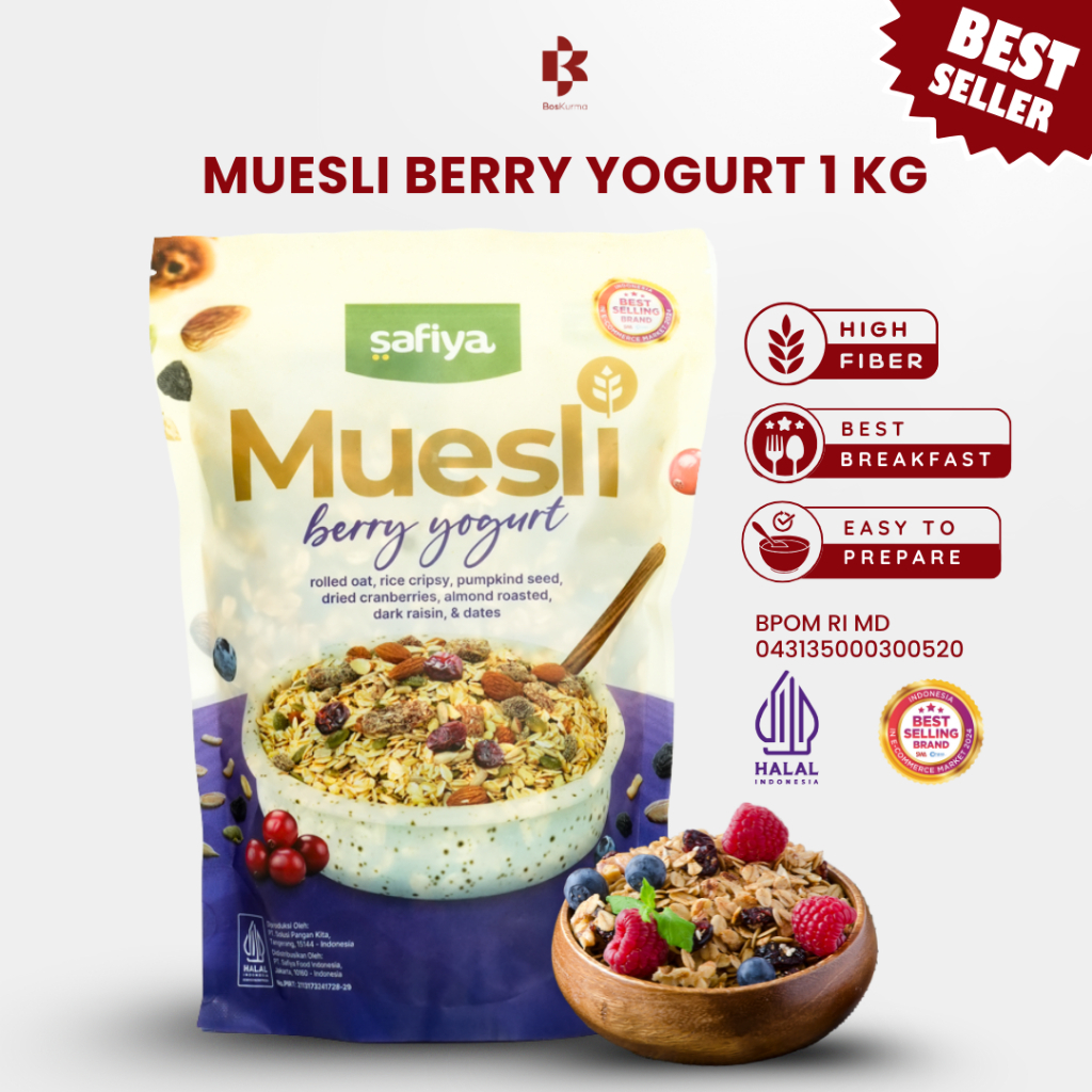 

Muesli Berry Yogurt 1 Kg Safiya - Muesli Safiya Oatmeal Sereal Sarapan Sehat