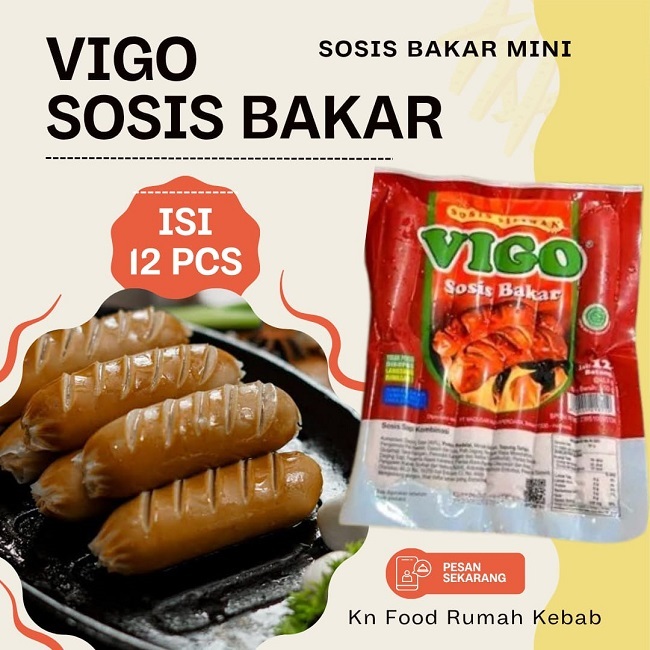 

Vigo Sosis Bakar Mini isi 12buah Panjang 9cm-Sosis Vigo Goreng Jumbo pj 9cm berat 500gram