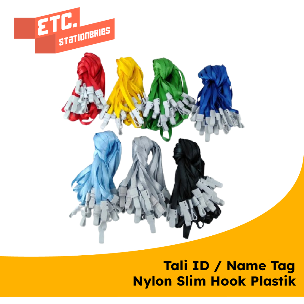 

Tali Id Card / Tali Name Tag / Name Tag Nylon Slim Hook Plastik [Isi 20pcs] CBT-NYLK