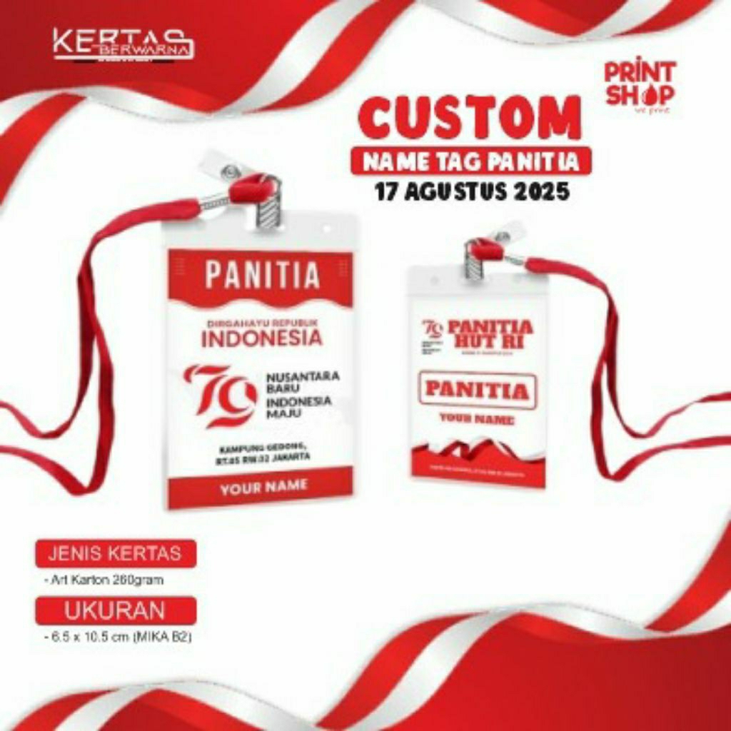 

Kartu Nama panitia lomba 17 Agustus 2025 Ukuran B2