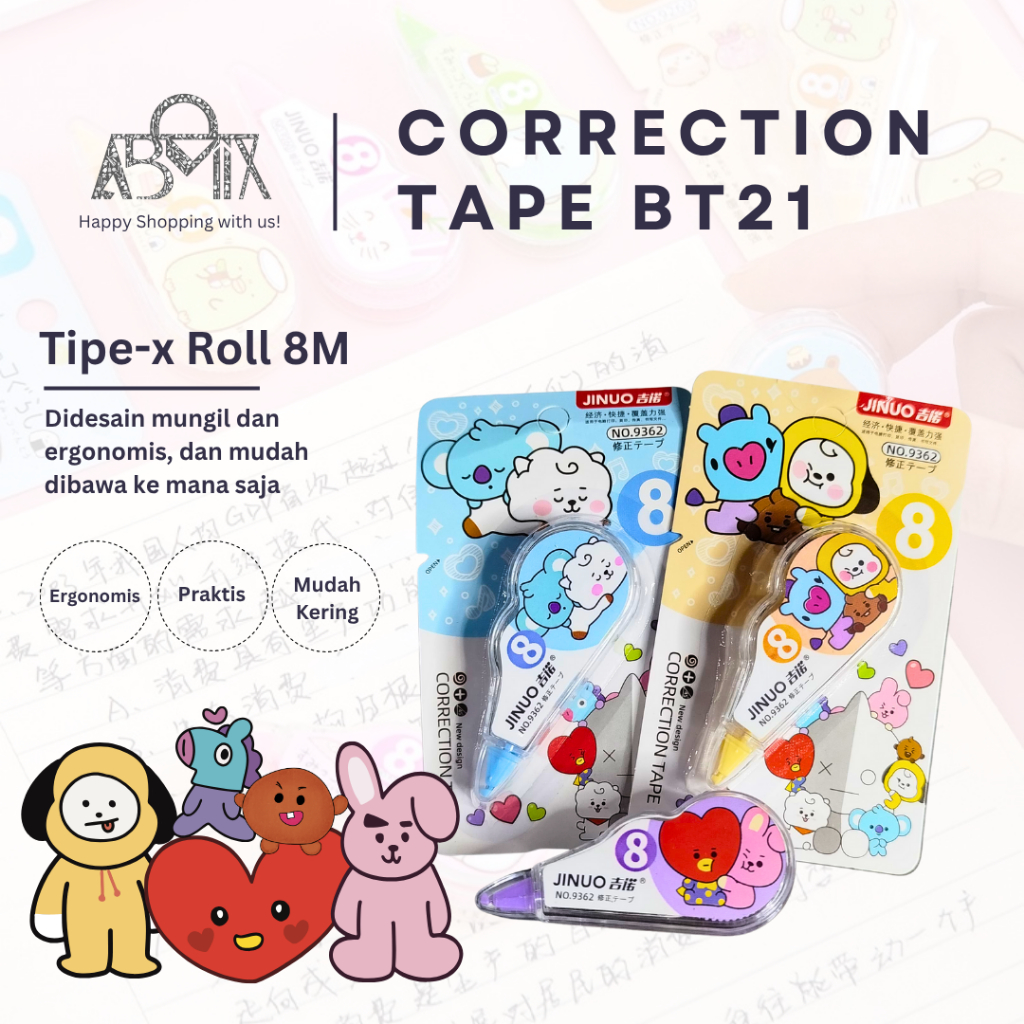 

CORRECTION TAPE LUCU TIPEX KERTAS TIP-X KARAKTER ANAK KANTORAN