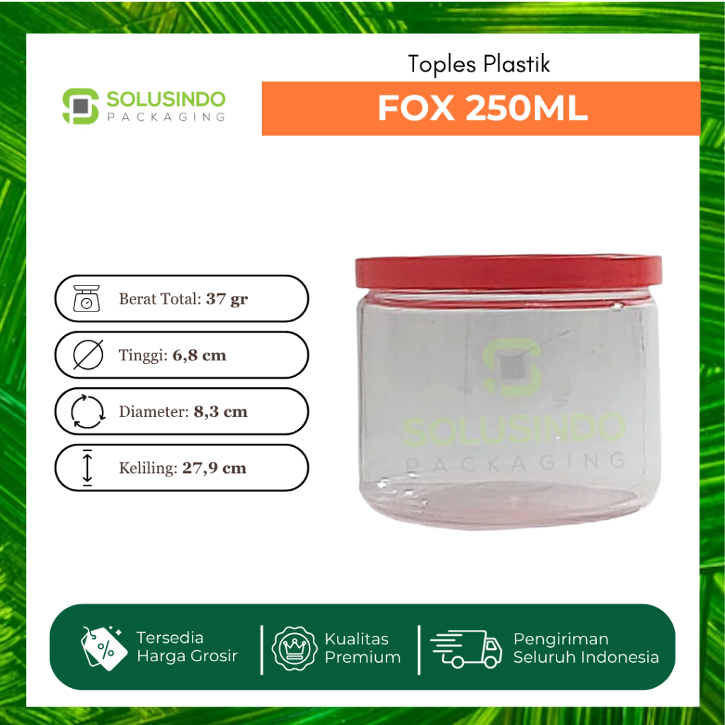 Toples Plastik Fox 250ml Jar Wadah