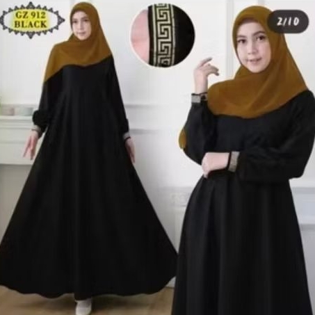 Abaya Hitam Renda Kekinian simpel - ABAYA tangan sabyan - Gamis Muslimah anak remaja dewasa- Ready s