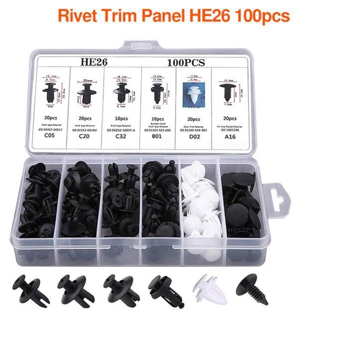 100pcs Baut Rivet Mobil/Universal Klip Bumper Baut Body Plastik Mobil / Universal Mobil Baut Plastik