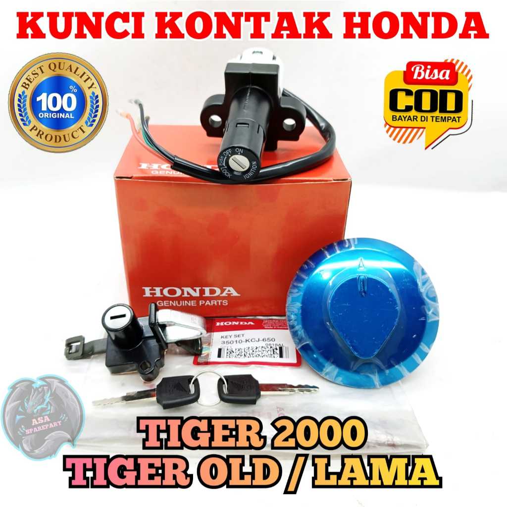Kunci kontak asli original motor honda tiger old / lama , tiger 2000 konci stop kontak satu set key 