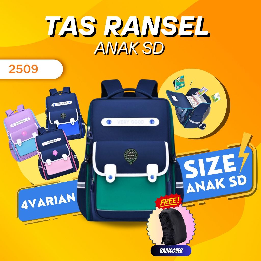 TAS ANAK SEKOLAH SD ANAK LAKI LAKI WARNA POLOS KODE 2509