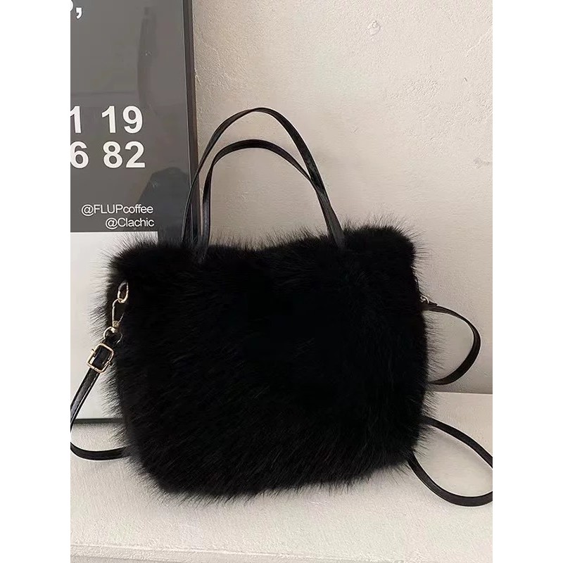 Gaya tas wanita berbulu halus, gaya korea, halus, halus, halus