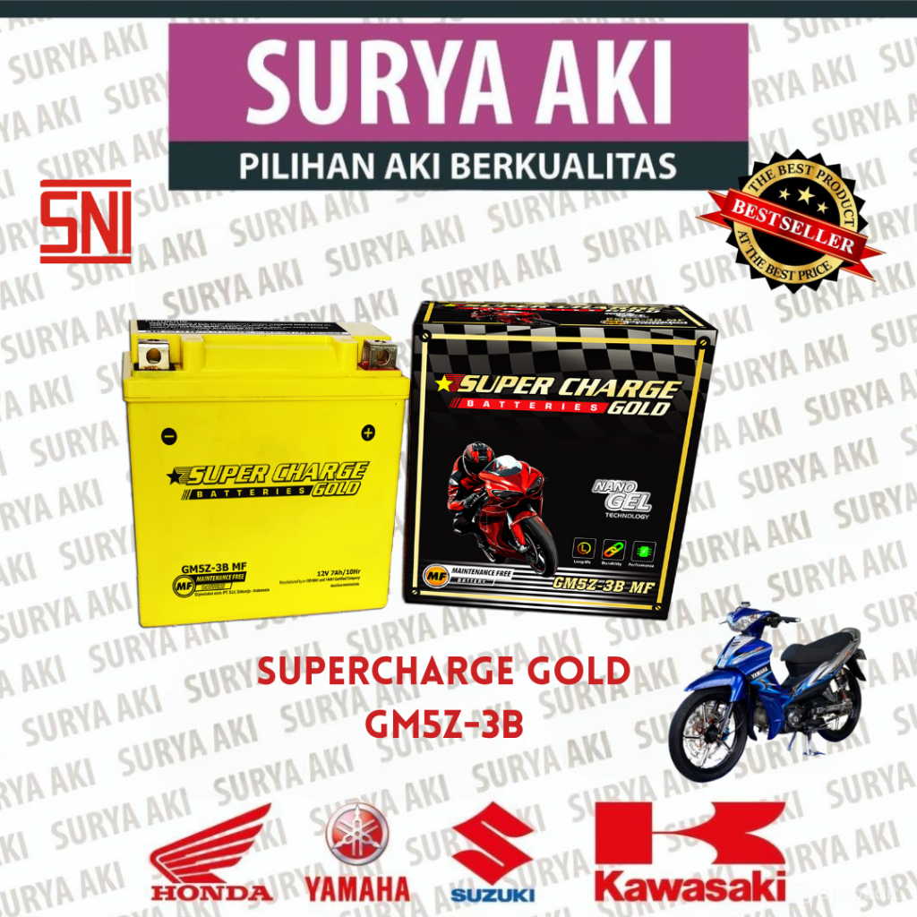 Aki Kering Aki SUPERCHARGE GOLD GM5Z-3B Aki Astrea Grand Aki Motor Supra Fit Jupiter Z Lama Mio S Sm