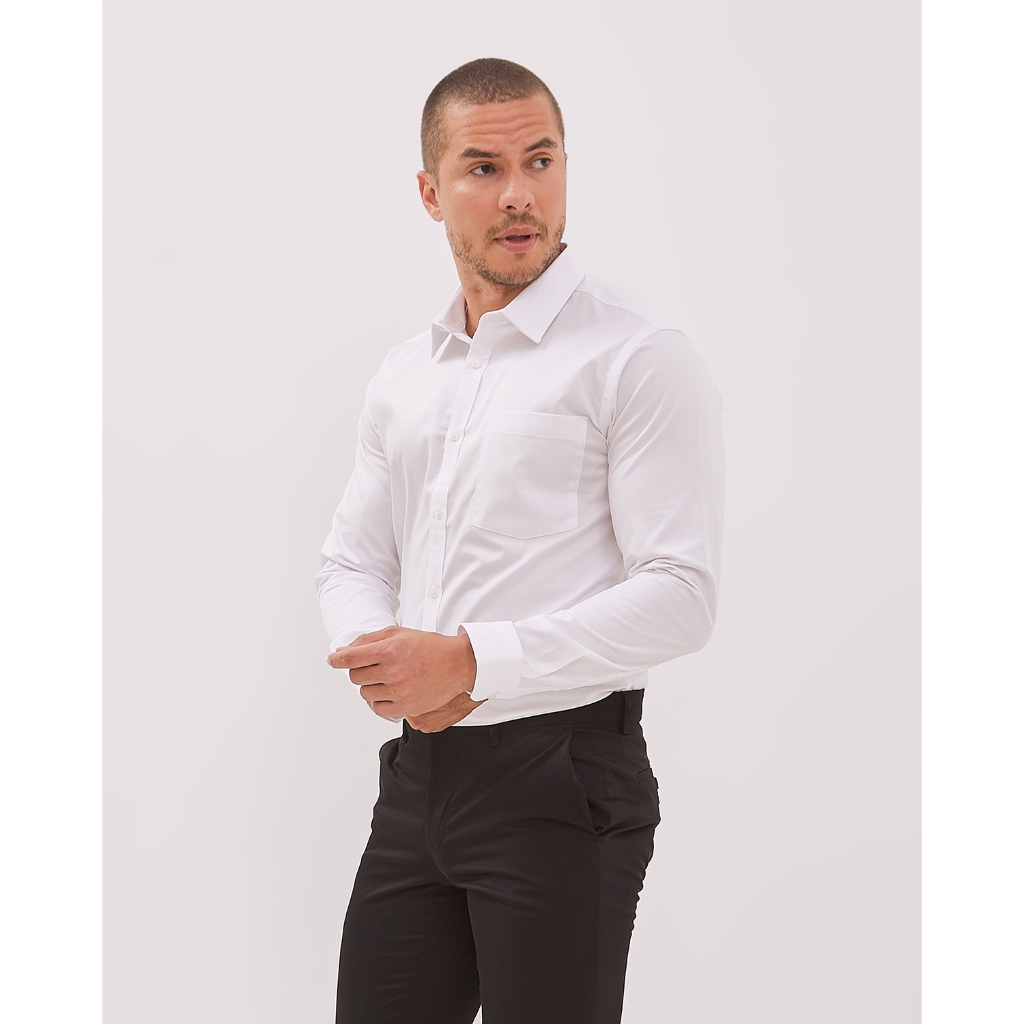 VALINO Kemeja Lengan Panjang Putih Pria - V-DFAE16-A1